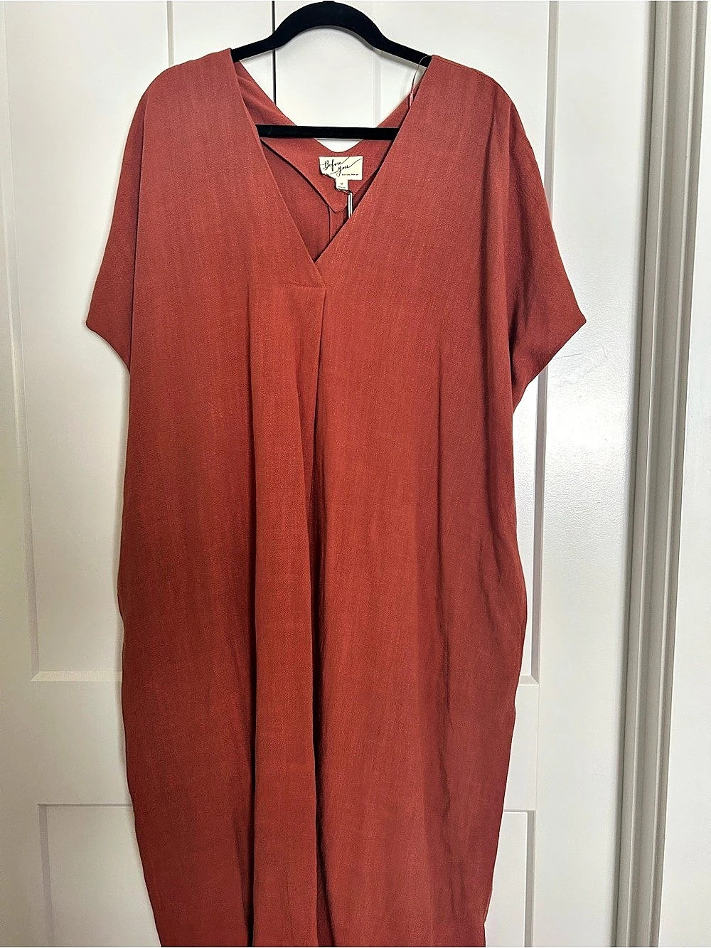 Before You Boutique Rust Orange V-Neck Maxi Dress, New with tags, Medium